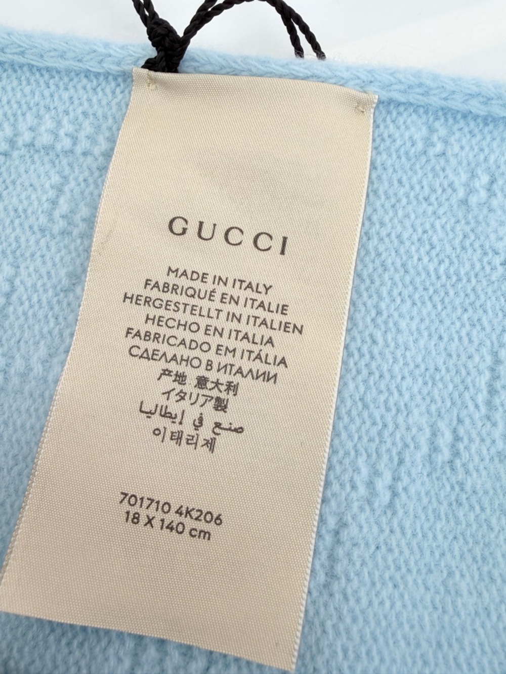 Gucci Baby Blue Gg Embossed Wool Scarf NWT - Picture 6 of 10